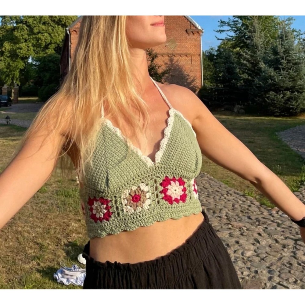 Daisy Crochet Cropped Top/Crochet Bralette